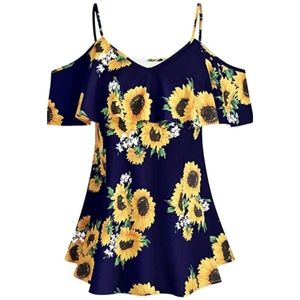 Cold Shoulder Sunflower Top